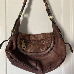Fossil Y2K Fifty Four Slouchy Hobo Brown Leather Shoulder Bag